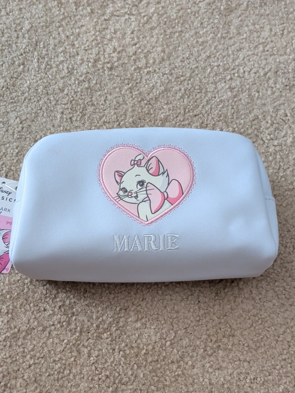 Primark White Cosmetic Pouch with Pink Marie Heart